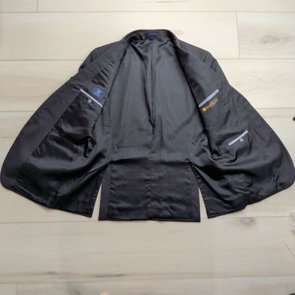 Loro Piana Joseph Abboud Blazer Sport Jacket Mens 44R Super 130's Wool Black - Picture 5 of 16